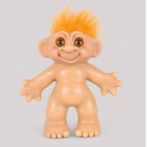 Vintage Russ Berrie Orange Hair Troll Doll Coin Bank 8.5 Inch Vinyl Figure Retro